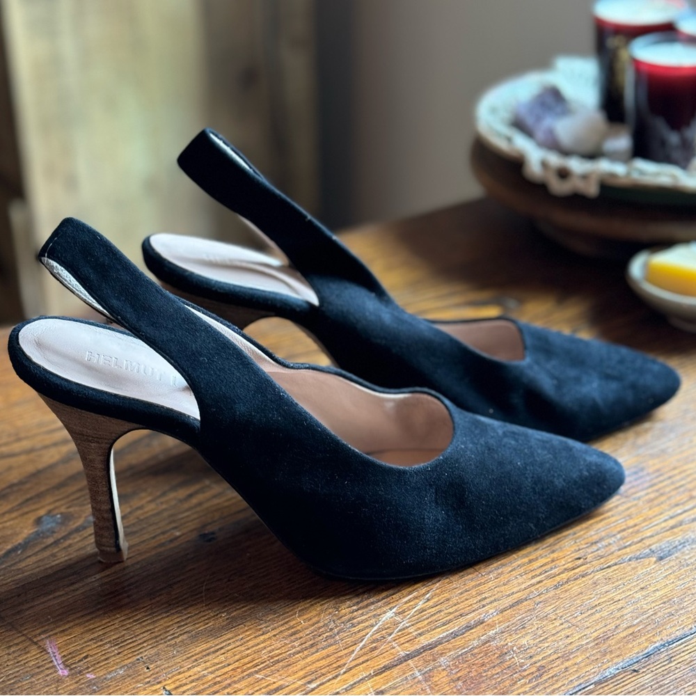 Rare Helmut Lang Pumps Heels Slingback black suede 39 8 Shoes pointed toe